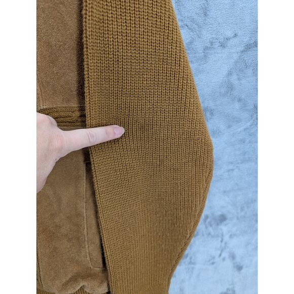 Vintage Fingerhut Fashions split cowhide leather jacket cable knit Large - Picture 4 of 9